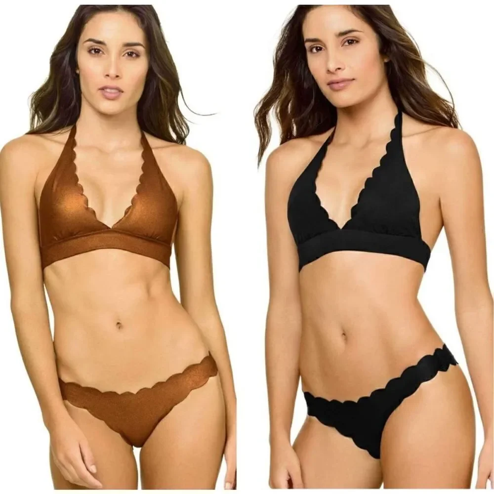 New. PilyQ Copper Reversible Wave bikini set. M-top/L-bottom. Runs small